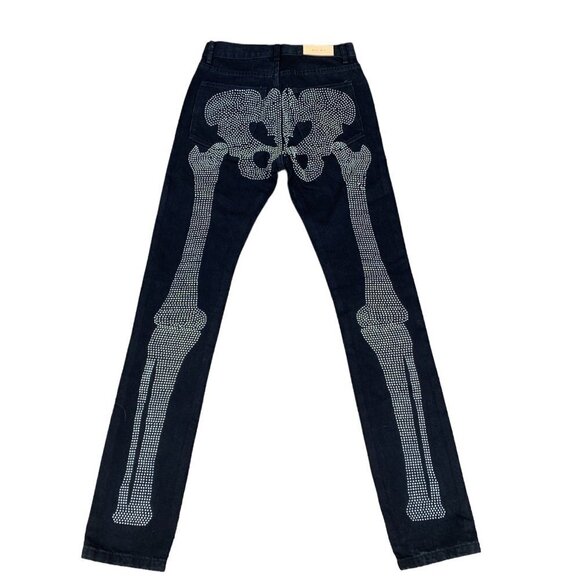 Rare MNML D249 Skeleton Straight Studded Jeans Size 28 Black - Picture 5 of 11